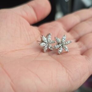 Dazzling Floral Silver Earrings